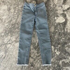 Zara Kids Stripe Skinny Denim Jeans Blue White 5